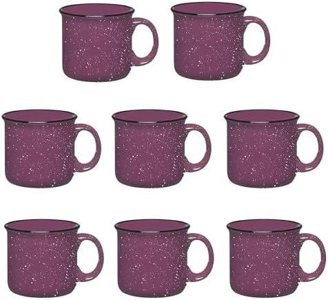 Set of 8 Ceramic Campfire Mugs – 15 Oz, Purple – Coffee & Tea Cups for Home, Work, Travel, Camping – Customizable, Great for DIY, Events, Companies by GiftsbyDesign