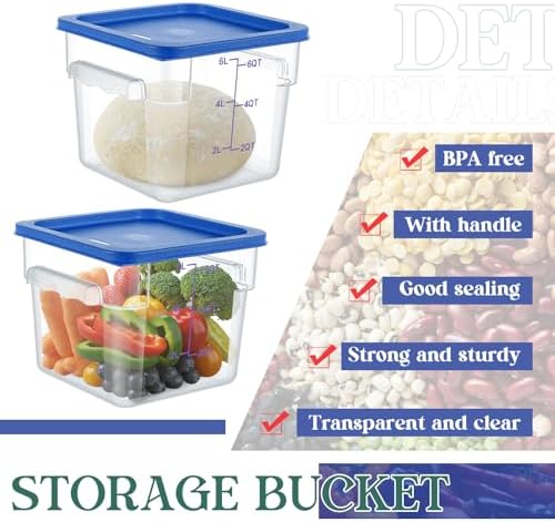 Ziliny 3 Sets 6 Qt Dough Proofing Container with Lid, Blue - Image 3