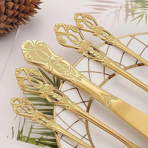Gold Silverware Set for 2, MIKIWAY 10 Pieces Stainless Steel Flatware Set, Cutlery Tableware Set, Kitchen Utensils Set Include Spoons And Forks Set, Mirror Polished, Dishwasher Safe - Image 5