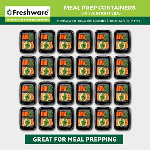 Freshware Meal Prep Containers [50 Pack] 1 Compartment with Lids, Food Storage Containers, Bento Box, BPA Free, Stackable, Microwave/Dishwasher/Freezer Safe (28 oz) - Image 3