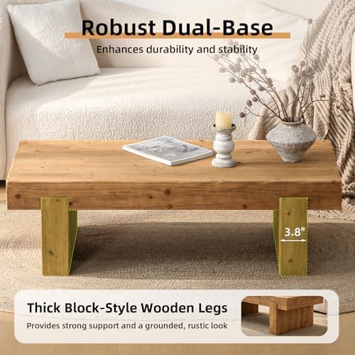 Rustic Wooden Coffee Table for Living Room Mid Century Modern Coffee Table - Image 6