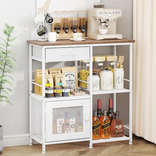 SWTYMIKI Coffee Bar Cabinet for Home - Farmhouse Coffee Stand Station Multi-Purpose Buffet Sideboard Cabinet with Drawers - Kitchen Bar Table for Living Room, Corner, Small Space, Oak by SwtyMiki-TidyHomeSweetLife