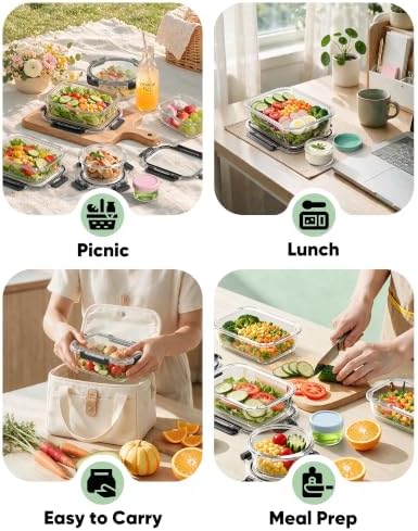 BiuLeon 40 PCS Glass Food Storage Containers with Lids, BPA-Free - Image 7