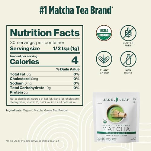 Jade Leaf Matcha Organic Ceremonial Grade Teahouse Edition Matcha Powder - 100% Pure Japanese Premium First Harvest Green Tea for Ceremonies, Usucha, Lattes 30g / 1.06 Oz Pouch (Pack of 2) - Image 2