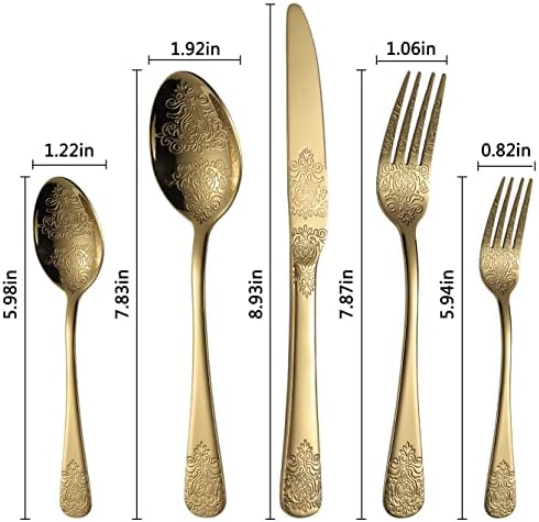 Gold Silverware Set 40 Pieces Stainless Steel Flatware Set Service for 8 Cutlery Utensil Sets Include Knives Forks Spoons for Kitchen Home Restaurant - Image 2