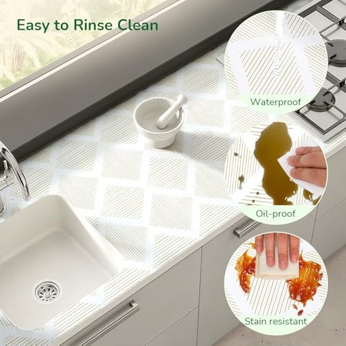 Drawer and Shelf Liner for Kitchen Non-Slip 11.8in x 20FT Yellow&White - Image 4