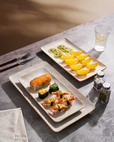 Famiware Serving Platters Set of 3 Sizes - Rectangular, Cappuccino White - Image 4