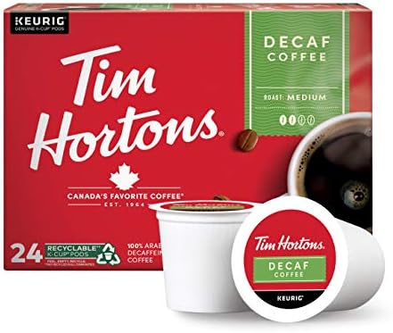 Tim Hortons Decaf Medium Roast Coffee, Single-Serve K-Cup Pods Compatible with Keurig Brewers, 96ct K-Cups, Red 24 Count (Pack of 4) by TimHortons