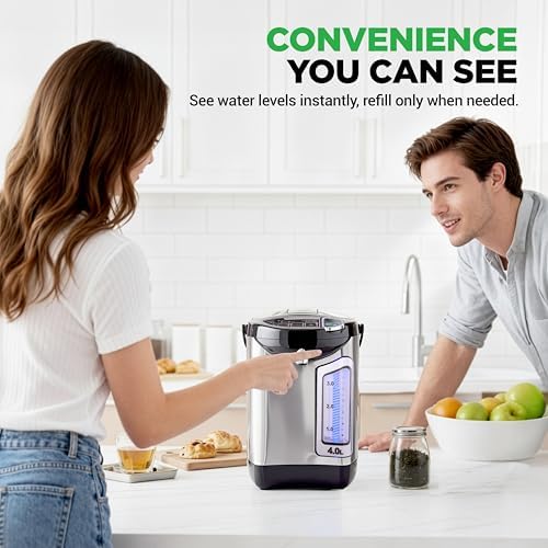 NutriChef Electric Water Boiler and Warmer - 4L/4.2Qt Stainless Steel Electric Hot Water Dispenser w/Rotating Base, Auto Shut Off, Safety Lock, Instant Heating for Coffee & Tea (NCHUB24) - Image 4