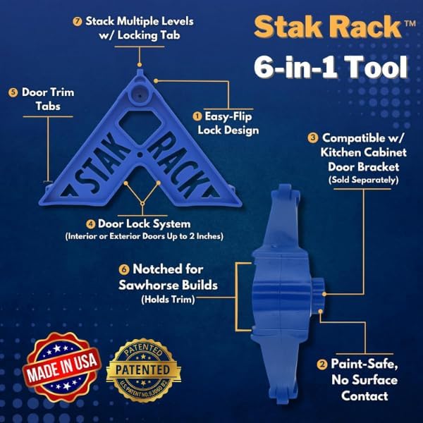 Stak Rack | 6 in 1 Painter's Accessory Tool | Stacking Design | Paint Interior or Exterior Doors, Trim & Kitchen Cabinet Doors| for Contractors & Homeowners (12) - Image 2