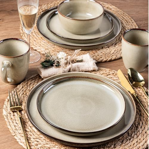 GBHOME Dinnerware Sets for 4, 12 Pieces Ceramic Plates and Bowls Set - Image 2