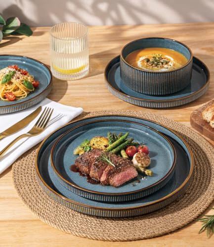 GBHOME Stoneware Dinnerware Sets for 8, 24-Piece Plates and Bowls Set - Image 4