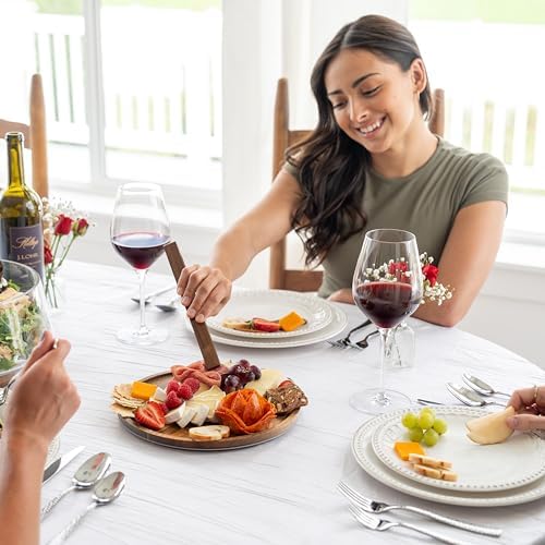 Large Glass Salad Bowl with Lid Set, 5.7 L Decorative Glass Mixing Bowl, Trifle and Serving Bowls with Lids as Cheese Charcuterie Board and Plate, Comes with Wood Serving Utensils - Image 6