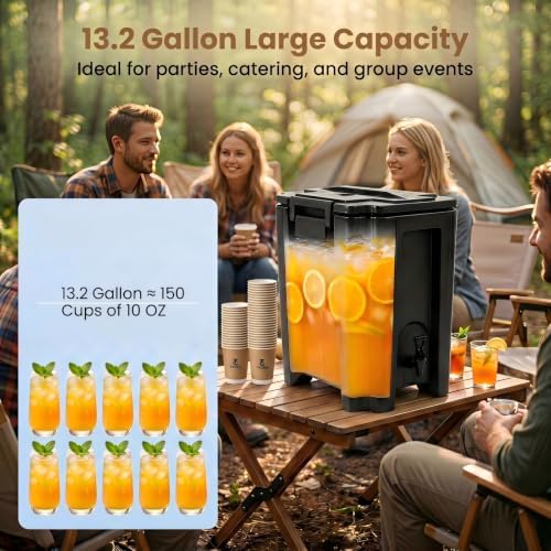 COSTWAY 13.2 Gal Insulated Beverage Dispenser, Hot & Cold Drink Dispenser - Image 3
