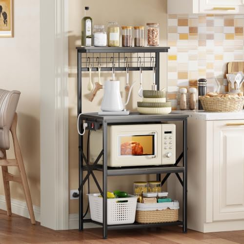 Furologee Kitchen Bakers Rack with Power Outlet, 22-Inch Microwave Stand - Image 2