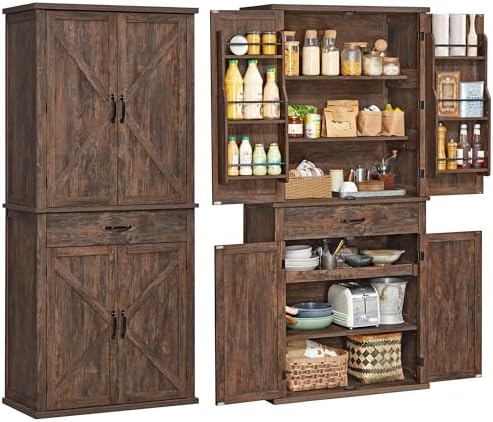 VASAGLE Pantry Cabinet, Freestanding Tall Cupboard with a Drawer by VASAGLEbySONGMICSHOME