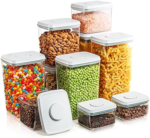 Airtight Food Storage Containers, 10-Piece, 5 Sizes, Pop-Top Lids by Tourdeus