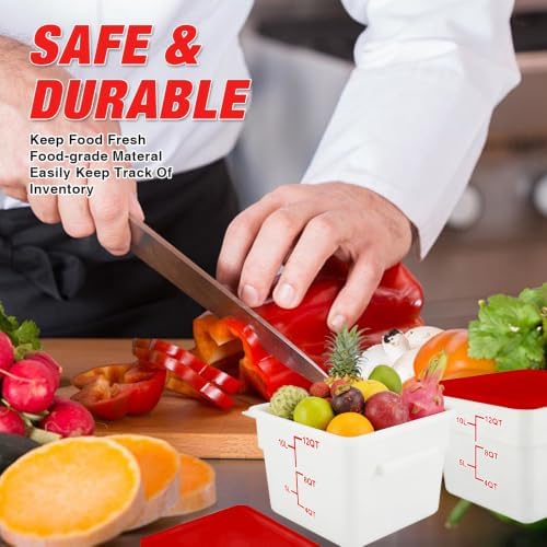 2 Pack Square Food Storage Container With Lid,12-22 Quart Commercial Storage Box With Scale & Handle,Cake Making,Dough Marinating Meat,Kitchen Supplies (Polypropylene, 12 Quart) - Image 5