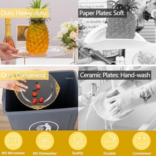 Hioasis 210 Pcs Clear Gold Plates for Party - Image 5