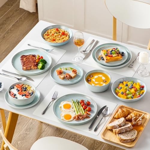 vancasso ANYA 24 Pieces Plates and Bowls Set, Mint Green Dinnerware Sets, Reactive Glaze Dishes Set for 6, Ceramic Dishware Sets Kitchen Dinner Set, Microwave & Dishwasher Safe - Image 7