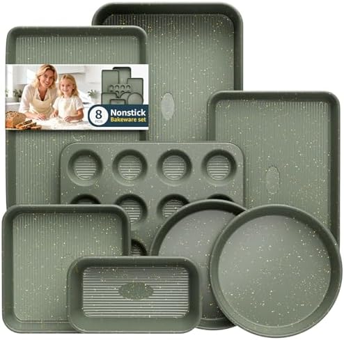 8-Piece Nonstick Bakeware Set, Stackable Oven Pan Set, Baking Pans Set by SlowSLog