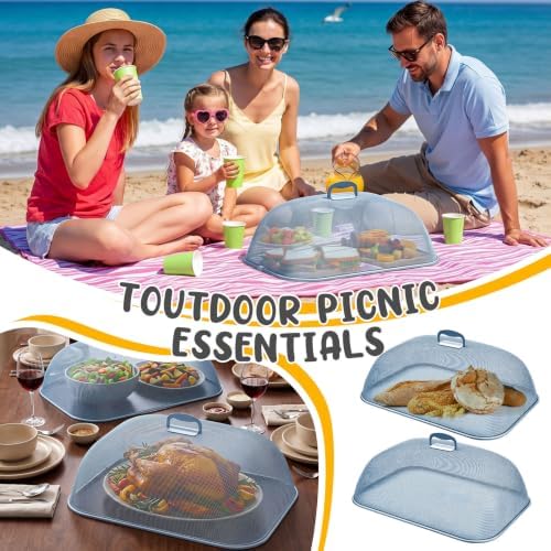 Hicarer 4 Pcs Metal Mesh Food Covers for Outdoors 18 Inch, Blue - Image 4