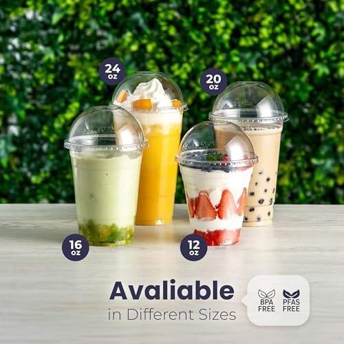 Fit Meal Prep 50 Pack 20 oz Disposable Plastic Coffee Cups with Dome Lids, To Go Iced Coffee Cups with Lids, BPA Free Clear Parfait Cups for Party, Smoothie, Bubble Boba, Juice, Frappuccino, Milkshake - Image 4
