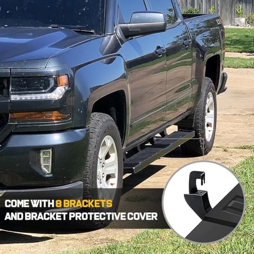 COMNOVA 6" Running Boards Compatible with 07-18 Silverado/Sierra 1500 Crew Cab, 07-19 2500 3500HD, 2019 LD/Limited Crew Cab. Silverado Nerf Bars Side Steps(Incl. 8 Brackets) - Image 5