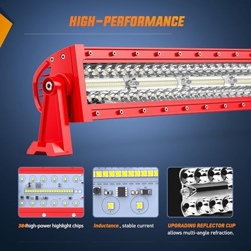 Nilight LED Light Bar 50 Inch Triple Row Spot Flood Combo Lights Red Shell with Wiring Harness Kit for Fog Driving Work Lighting on Off-Road Truck SUV ATV UTV - Image 3