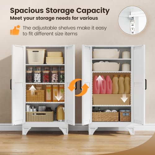 Yizosh Metal Storage Cabinet with 2 Doors and 3 Adjustable Shelves - Image 6