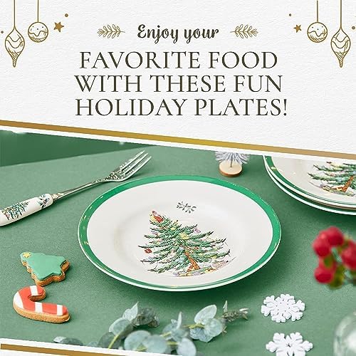 Spode Christmas Tree 7.25" Salad Plates Set of 4 | Stoneware - Dishwasher, Microwave, Freezer Safe | Holiday Dinnerware Décor - Gifting Ideas, Gathering Serveware - Appetizer Dessert Dishes - Image 6