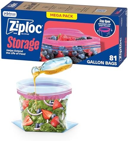 Ziploc Gallon Food Storage Bags, Stand-Up Bottom, 81 Count by Ziploc