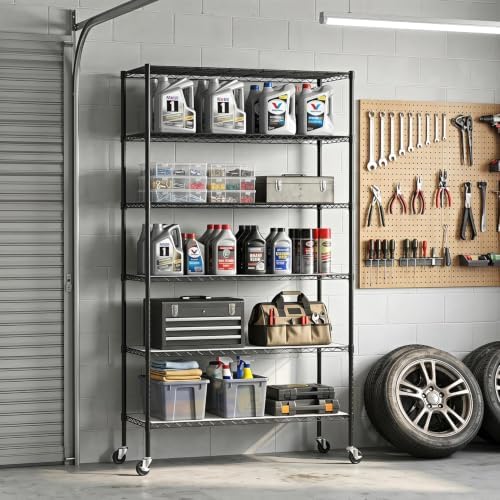 BestOffice | 6-Tier Wire Storage Shelves with PP Shim | 18x45x82 | Black - Image 2