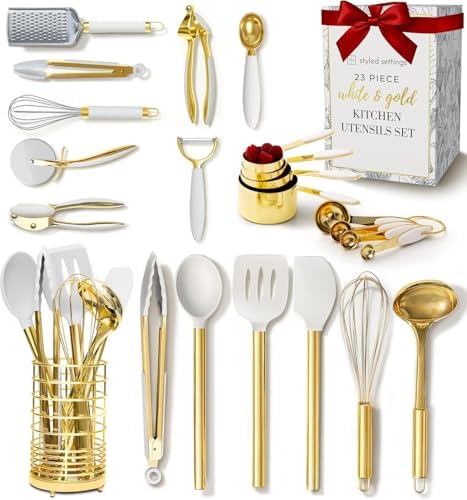 Styled Settings White and Gold Kitchen Utensils Set, 23-Piece by STYLEDSETTINGS