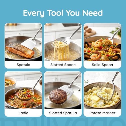 Millvado Big Cooking Spoon Stainless Steel - 15 In. Metal Kitchen Utensil - Image 2