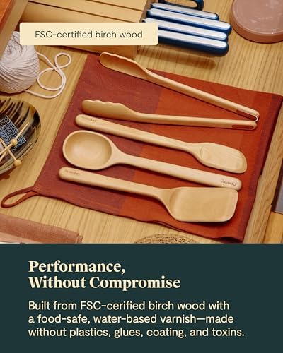 Caraway 4-Piece Mini Wooden Kitchen Utensils Set for Cooking - Image 4