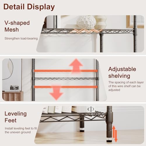 BestOffice | 4-Tier Wire Shelf | 36" x 14" x 54" | Black - Image 5
