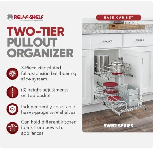 Rev-A-Shelf 2-Tier Pullout Organizer for Kitchen Cabinets, 9" x 22" - Image 5