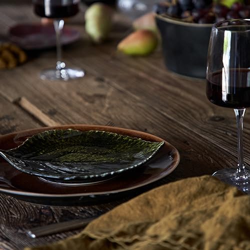 Costa Nova Ceramic Stoneware 9" Hydrangea Leaf - Riviera Collection, Forêts (Dark Green) | Microwave & Dishwasher Safe Dinnerware | Food Safe Glazing | Restaurant Quality Serveware - Image 5