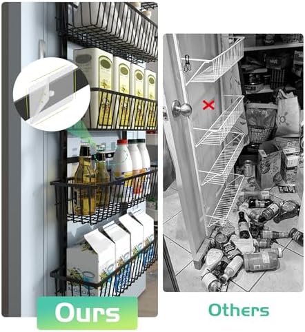 Mefirt 12 Inch Wide Narrow Over The Door Pantry Organizer 6-Tier Black - Image 5