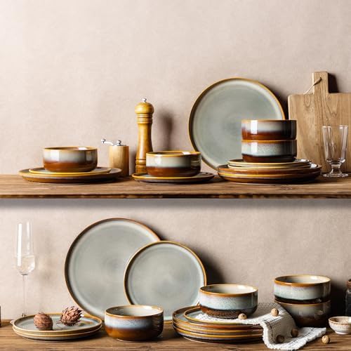 TheTerra Ceramic Dinnerware Set for 8, 24-Piece Plates and Bowls Set - Image 7