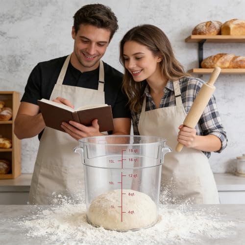2 Pack Square Food Storage Container With Lid,12-22 Quart Commercial Storage Box With Scale & Handle,Cake Making,Dough Marinating Meat,Kitchen Supplies (Polycarbonate, Round 18 Quart) - Image 7