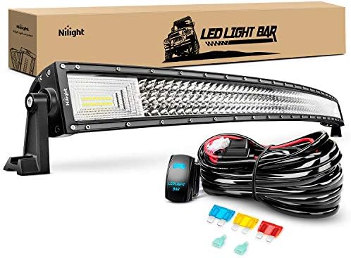 Nilight ZH408 52Inch 783W Curved Triple Row Flood Spot Combo Beam Led Bar 78000LM Driving Lights with 12AWG Heavy Duty 12V 5Pin Rocker Switch Wiring Harness Kit-1 Lead,waterproof by Nilight