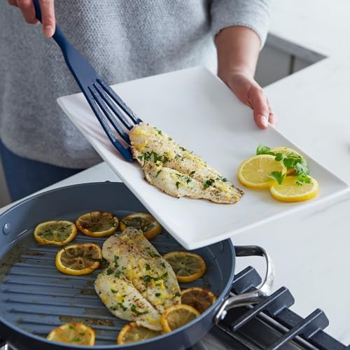 GreenPan Silicone 7 Piece Cooking Utensil Set,Ladle,Turners,Spatula,Spoons, Whisk,Flexible Nonstick Kitchen Tools Rigid Steel Core, Heat-Resistant,Anti-Slip Handle BPA-Free Dishwasher,Blue (Pack of 9) - Image 4