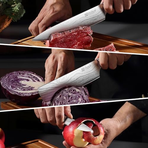 PAUDIN Kitchen Knife Set, 3 Piece High Carbon Stainless Steel Professional Chef Knife Set with Ultra Sharp Blade & Wooden Handle (Kitchen Knife Set 3 Pcs) - Image 5