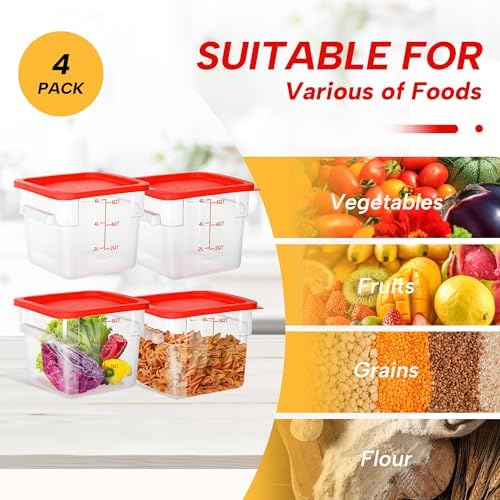 4 Pack 6QT Square Food Storage Containers with Lids - Image 6