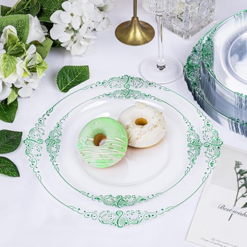 Hioasis 175 Pcs Clear Green Plates for Party - Image 6