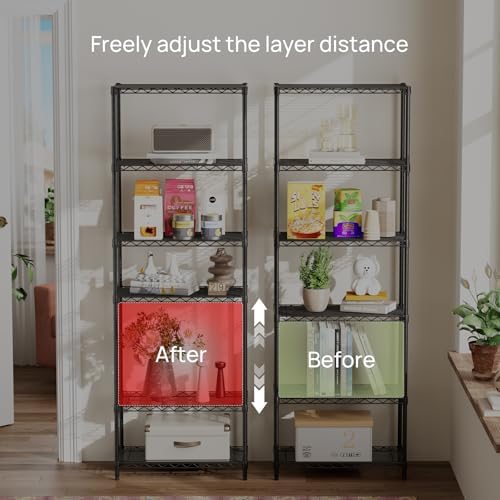 Golpart 6Tier Adjustable Storage Shelves Metal Wire Shelving Standing Shelf - Image 4