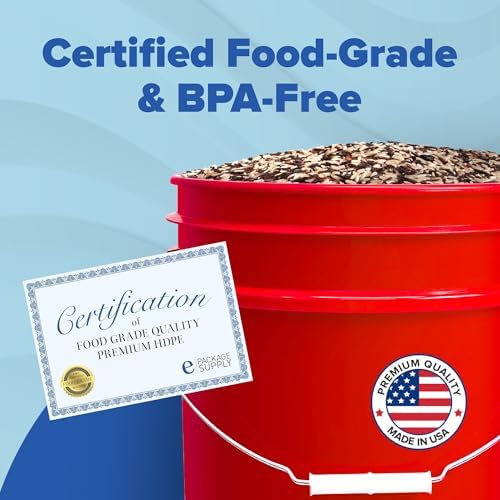 ePackageSupply 5 Gallon Bucket - Food Grade Bucket with Airtight Gasketed Tear Strip Lid, BPA-Free, Heavy-Duty 90 Mil HDPE Plastic Pail, Bulk Storage, Durable Container, Made in USA - Red, 1 Pack - Image 3