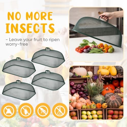 Hicarer 4 Pcs Metal Mesh Food Covers for Outdoors 18 Inch, Dark Green - Image 3